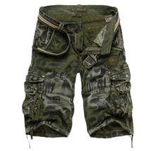 Men&#39;s Denim Loose Casual Five-point Overalls Camouflage Shorts - £27.33 GBP
