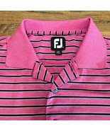 Footjoy Men L Pink Blue Striped Golf Polo Short Sleeve Performance FJ Su... - $32.28 CAD