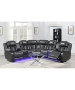 Vichy Grey Air Leather Reclining Sectional with LED &amp; Bluetooth - $1,999.00