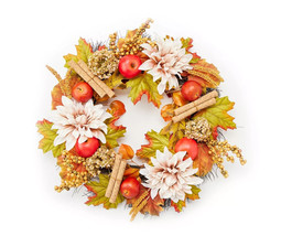 NEW Orchard Reserve 20 inch Dahlia, Apple &amp; Leaf Fall Floral Berry Vine Wreath - £10.02 GBP