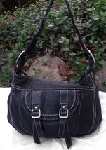 Fossil Soft Black Leather Pocket Slouchy Hobo Shoulder Bag - $65.00