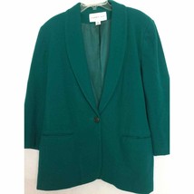 Summit Hill Sz 14 Blazer Jacket Career Green Wool Cashmere Blend 1 Butto... - £31.96 GBP