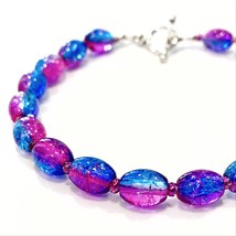 Ombre Beaded Bracelet, Pink and Blue Bracelet, Acrylic Bead Bracelet, Mermaid Br - £15.18 GBP