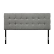 King size Mid-Century Style Button-Tufted Headboard in Grey Upholstered Fabric - £196.54 GBP