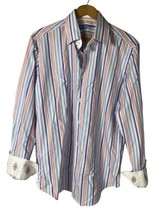 Robert Graham Shirt Size Medium Large M/L 16 Flip Cuff Mens Stripe Butto... - $74.58