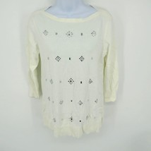 Tommy Hilfiger Womens Embellished 3/4 Sleeve Ivory Sweater S NWT $79.50 - $18.81