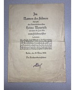 WWII, GERMANY, PROMOTION CERTIFICATE, AUTOGRAPHED BY Reichsarbeitsführer... - £58.77 GBP