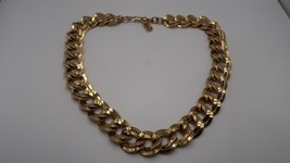 Vintage Monet Signed Chunky Link Chain Necklace Gold Tone Choker 19.5&quot; -... - £61.90 GBP