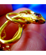 Victorian Art Deco Serpent Brooch 14k Gold Ruby Crown Eyes Antique Snake... - $35,874.25 MXN