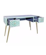 handmade ,bone inlay desk, wood desk, bone inlay furniture, laptop table, - $2,151.62 CAD