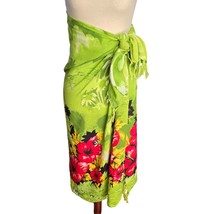 Sarong Hawaiian Flowers Swim Suit Cover up Wrap Beach Resort Green Hibiscus - $24.94