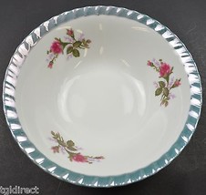 Decorative China Floral Pattern Green Edged Bowl 7&quot; Round Collectible Home Decor - £8.47 GBP