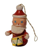 Vintage Santa w/ Drum Ornament Figure Handpainted Chenille Beard MCM Rare  - £11.67 GBP