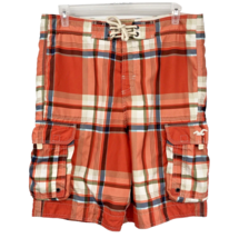 Hollister Swim Trunks Mens M Used Orange Plaid - £11.07 GBP