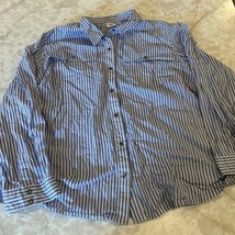 Cato Est. Women&#39;s Top Blouse Button Up Long Sleeves Striped - £11.04 GBP