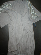 NWT New Natori Padma Gray Wrap Robe Womens S Very Soft Solid Jersey Pockets Lace - $138.60