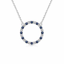 Authenticity Guarantee 
Sapphire and Diamond Open Circle Eternity Pendant in ... - £935.75 GBP