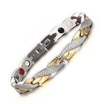 FINE4U B079 Twisted Health Magnetic Bracelet For Women 316L Stainless Steel Brac - £18.82 GBP