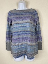 J Jill Womens Size XS Purple/Blue Snowflake Thermaltake Knit Shirt Long Sleeve - £7.19 GBP