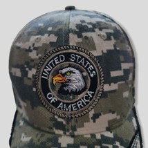 Green Camouflage USA Cap With Bald Eagle Adjustable New - £9.46 GBP