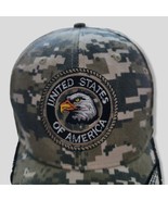 Green Camouflage USA Cap With Bald Eagle Adjustable New - £9.51 GBP