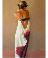 Sexy Strapless Print Floral Belt Maxi Dress - $1,138.10 MXN