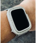 EMJ Bling Baguette Apple Watch Silver Bezel Case Face Cover Series 4/5/6... - $101.87