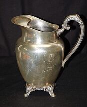 Silver Plated Wm A Rogers Footed Water Pitcher Ice Guard Silverplate Vin... - $59.39