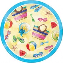 Beach Day 9 Inch Plates Paper 8 Pack Beach Summer Tableware Party Decoration - £8.71 GBP