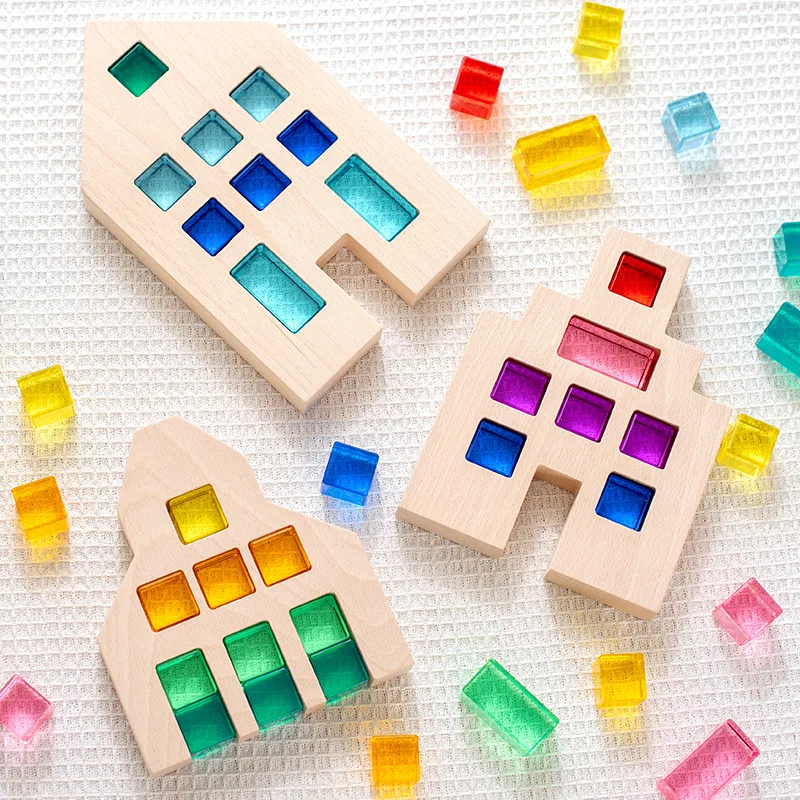 Acrylic high permeable cube gemstone building block beech house children early - £61.30 GBP+