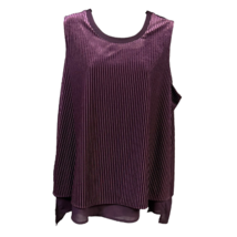 Calvin Klein Womens Blouse Purple Striped Sleeveless Scoop Neck Shiny Ke... - £17.92 GBP