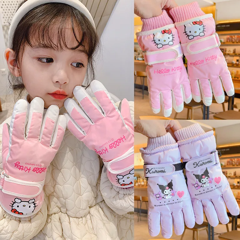Children&#39;S Sanrio Kuromi Ski Gloves Winter Warm Plush Thickened Boys Girls - £15.42 GBP