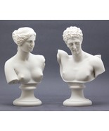 Set 2 Bustos Dios Hermes y Diosa Afrodita Venus Griego Escultura de Márm... - $91.78