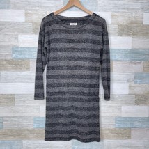 Lou &amp; Grey Blouson Sweater Dress Gray Striped Long Sleeve Casual Womens XS - £23.35 GBP