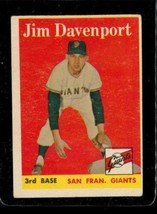Vintage Baseball Trading Card Topps 1958 #413 Jim Davenport San Francisco Giants - £8.39 GBP