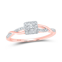 10kt Rose Gold Womens Round Diamond Twist Halo Promise Ring 1/5 Cttw - £317.47 GBP