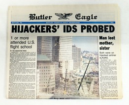 Vintage Sep 13 2001 Butler PA Eagle Newspaper 9/11/01 Hijackers IDs Probed - £31.64 GBP