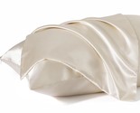 Satin Pillowcase For Hair - Beige Satin Pillow Cases Standard Size With ... - $14.99