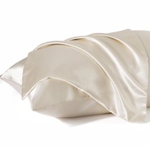 Satin Pillowcase For Hair - Beige Satin Pillow Cases Standard Size With Zipper 2 - £11.94 GBP