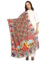 Women Girls fashion Dupatta heavy print Poly Silk Chiffon Chunni Mytho Chunri - £24.48 GBP