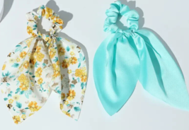 TWO RIBBON HAIR BAND PONYTAIL SCARF SCRUNCHIE HAIR ROPE TIES - £5.78 GBP