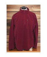 LL Bean Fleece Pullover Jacket Mens Large Burgundy Red Sweater Long Slee... - £21.38 GBP