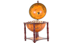 Red Old World Globe with Chess Holder on 4 Legs Nautical New - $178.18