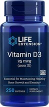 NEW Life Extension Vitamin D3 1000 IU 250 Softgels - $13.72