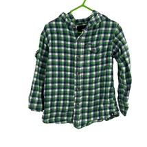 Hurley Green Plaid Button Down Hooded Shirt Size 4T - £12.35 GBP