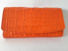 Women Party Clutch Orange Holster Crocodile Hand Bag Alligator Real Leat... - £195.83 GBP