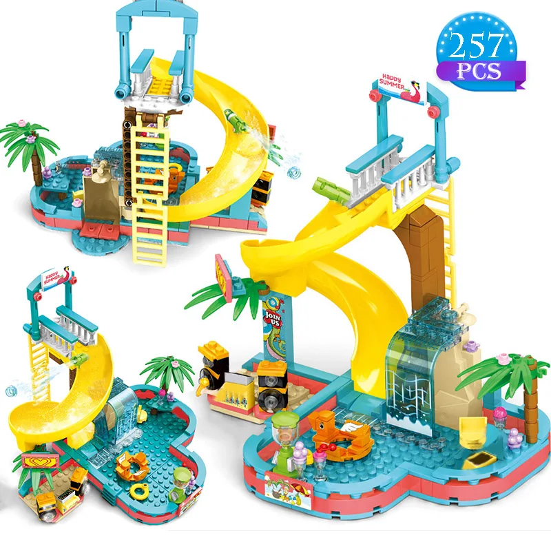 Friends Series 257Pcs Amusement Water Park Slide Model Building Blocks City - £54.17 GBP