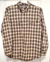 Carhartt Long Sleeve Button Up Shirt Mens Large Plaid 100% Cotton Brown - £17.31 GBP