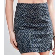 Free People Modern Femme Mini Skirt Blue Size 4 Denim Straight Stretch Short  - £19.80 GBP