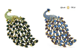 Rhinestones Blue &amp; Green Peacock Brooch  for Women Bird Brooches Jewellery Gift - £8.96 GBP